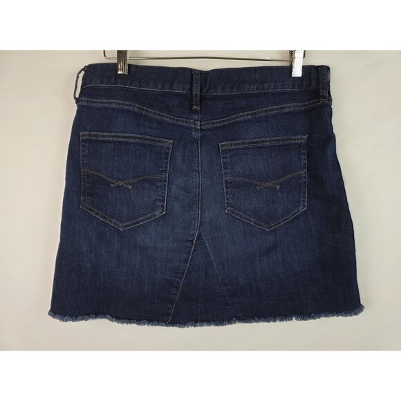 GAP Jean Skirt Women's Size 28 / 6  Dark Blue Denim Button Fly Cut Off Skirt - Picture 7 of 10